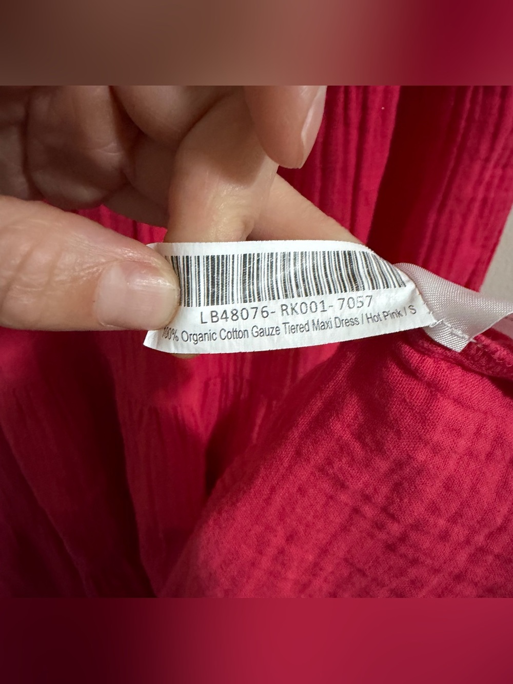 Quince Amaranth Hot Pink Organic Cotton Gauze Tiered Maxi Dress V Neck Small - Picture 9 of 9